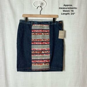 Anthropologie Holding Horses Ribbonrow Denim Pencil Skirt